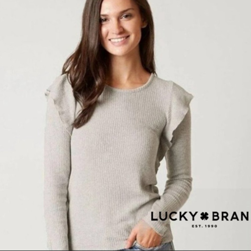 Lucky Brand Grey Ribbed Sweater